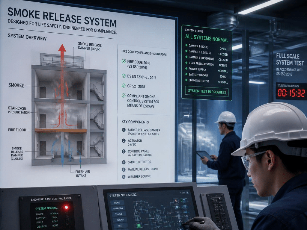 Smoke Release System Singapore: Fire Code & Testing What does the SCDF Fire Code require for smoke release?