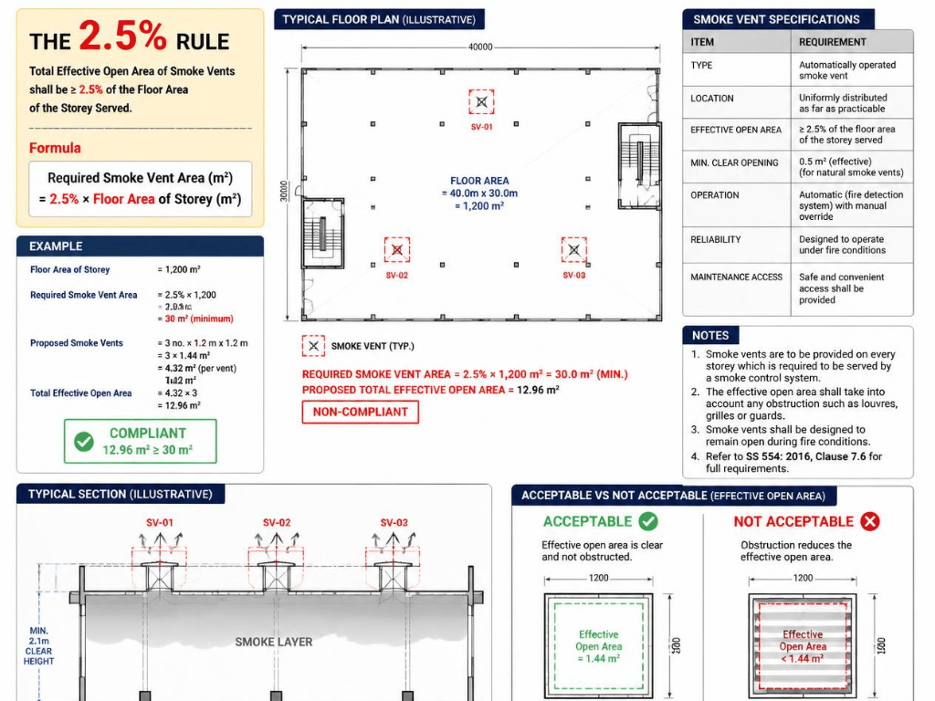 Smoke Vent Requirement Singapore: The 2.5% Rule What is the 2.5% rule for smoke vents?