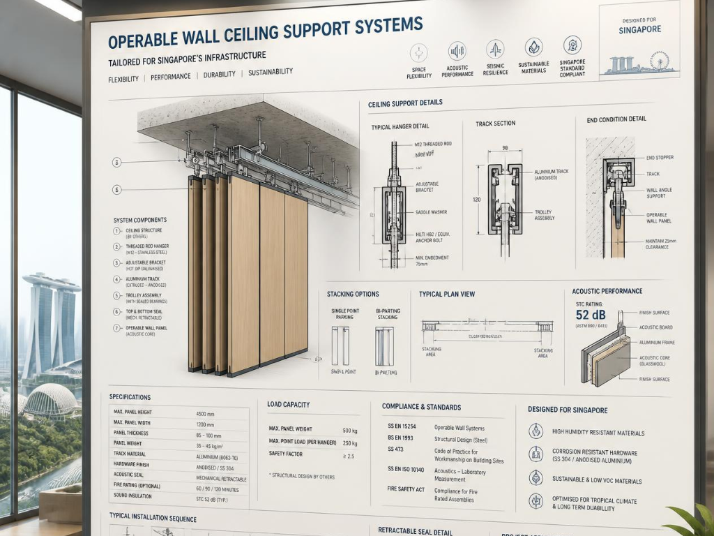 Operable Wall Ceiling Support Requirements Singapore Can an operable wall hang from a false ceiling?