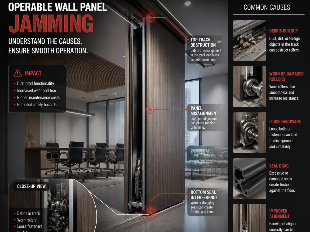 Operable Wall Panel Jamming: Causes & Fixes Singapore Why does an operable wall panel drag or turn hard to push?