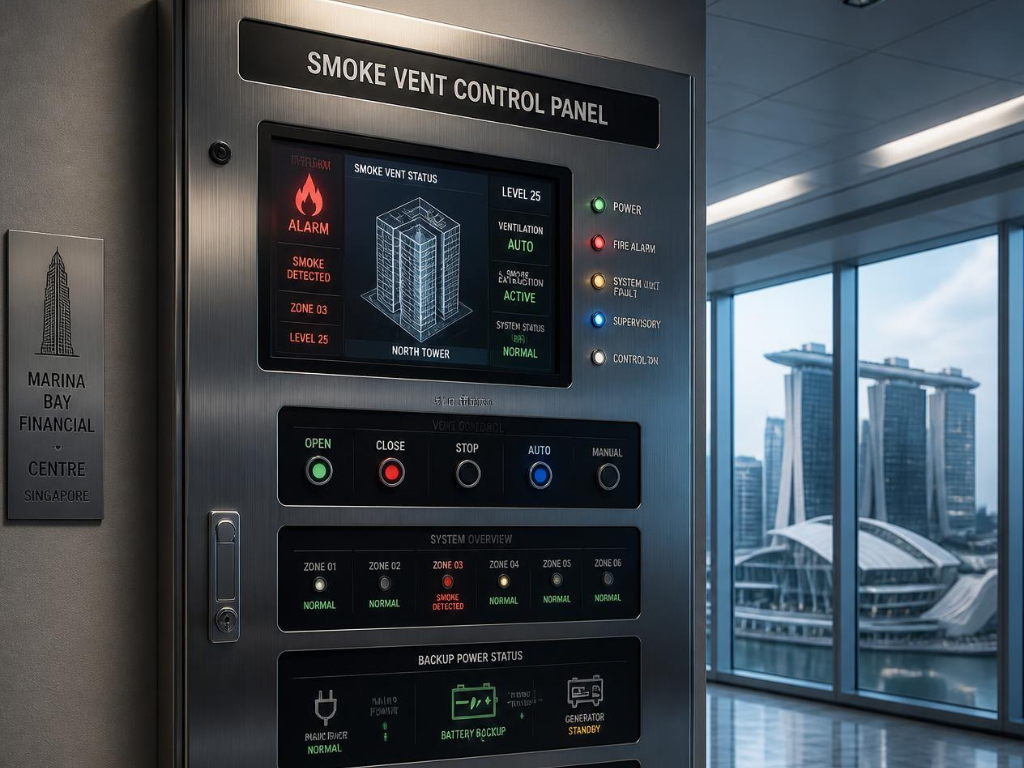 Smoke Vent Control Panel Singapore: Fire & Backup How does the control panel interface with the fire alarm?